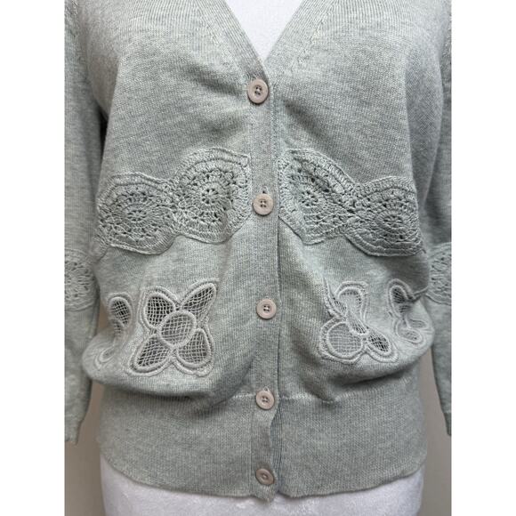 Anthropology Women’s Button Up Cardigan Sweater Gray Cotton Blend NWT Sz M - Picture 2 of 14